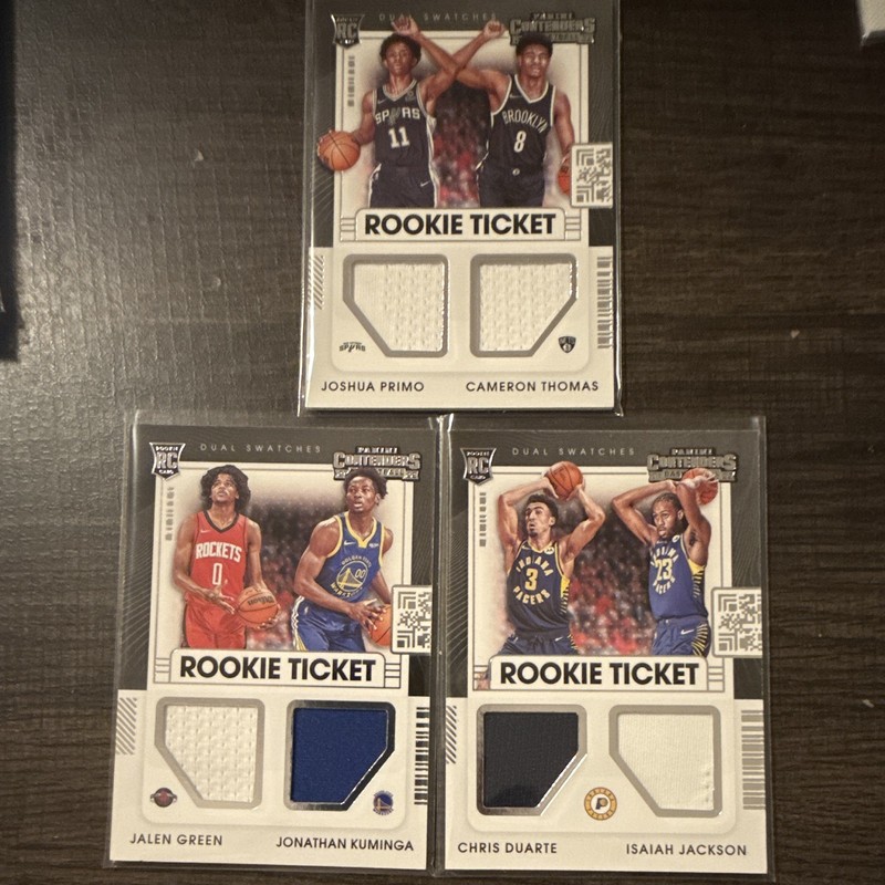 Panini 2021-22 Contenders Rookie Ticket Dual Swatches Mem Lot 3 Primo Green