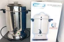 DeLonghi Ultimate Coffee Maker Urn 20-60 Cup DCU 62 Stainless Steel In Box NICE