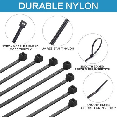Zip Ties 6 Inch 500 Pcs Cable Ties With 40 Pounds Tensile Strength, Black Heavy Duty Zip Ties 6 Inch 500 Pcs Cable Ties With 40 Pounds Tensile Strength, Black Heavy Duty