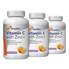 Vitamin C 1000mg - 30/60/120Capsules With Hesperidin,Zinc & Rutin Immune Support