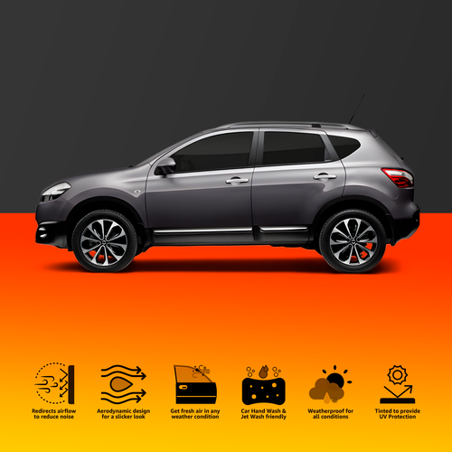 Nissan Qashqai 2007-2013 5 Doors 4pc Haibak Wind DeflectorsTinted - Picture 3 of 10