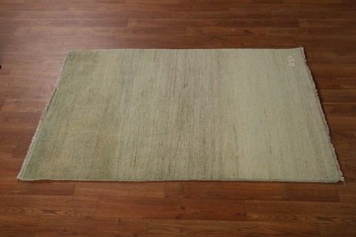 Versatile Gabbeh Solid Design Green Wool Modern Foyer Rug Ideal for Any Room 3x4 - Picture 10 of 15