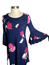 Lauren Ralph Lauren Dress Women’s Sz 4 Pullvoer Blue Floral 3/4 Sleeve Sheath