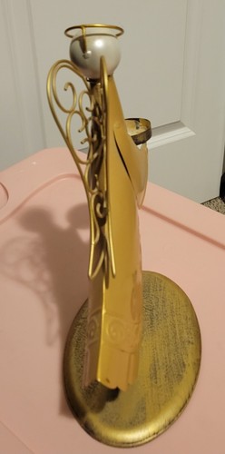 12 inch Gold Table Top Angel Votive Candle Holder - Picture 3 of 3
