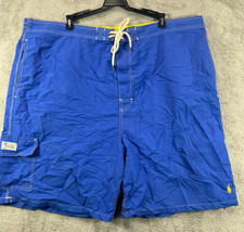 Mens Tall Polo Ralph Lauren Swim VTG Cargo Board Shorts 3XLT Blue Gold Pony Mesh