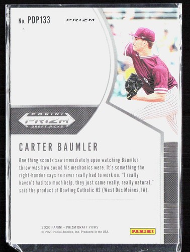2020 Panini Prizm Draft Picks #PDP133 Carter Baumler - Picture 2 of 2