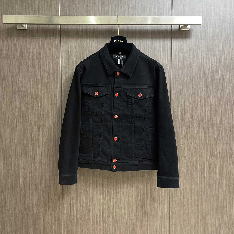 Kiton Hombre Doble Bolsillo Bordado Solapa Denim Chaqueta Foto 2 de 4