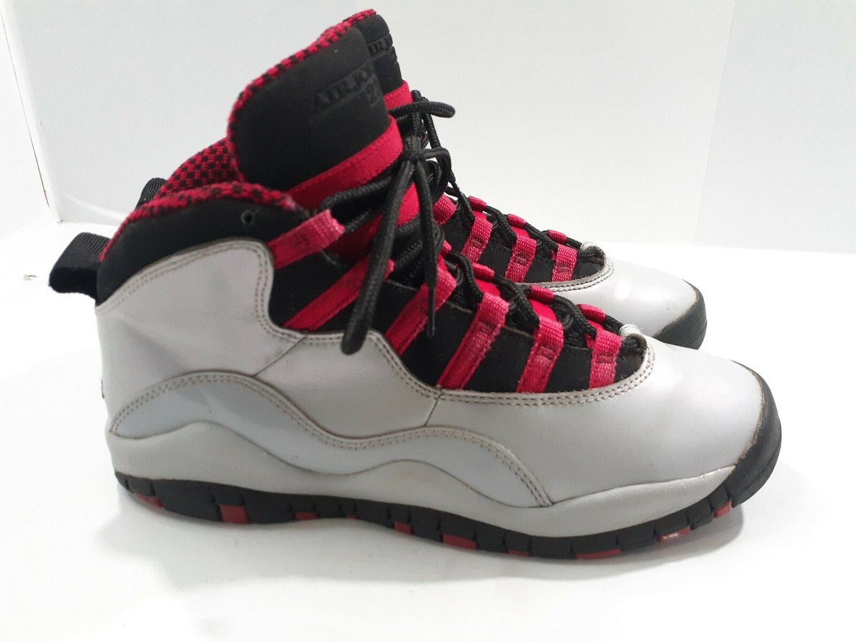 NIKE AIR JORDAN 10 X RETRO (GS) GREY-BLACK-RED SZ 6Y= WOMENS