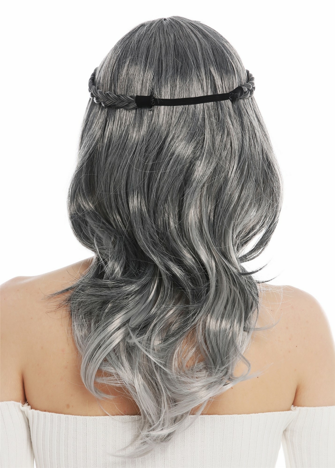WIG ME UP Perücke Damen – Silbergrauer Geflochtener Zopf, Für Fasching, Karneval & Kostümpartys, Party-WIG