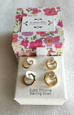 Gold plated sterling silver Nanette Lepore earrings 2 pairs 3/8" inner diameter