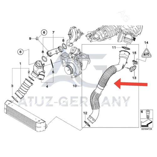 Original AG turbocharged hose for BMW 1 Series E82 Coupe (118d 120d 123d) 11617797481 - Picture 4 of 4
