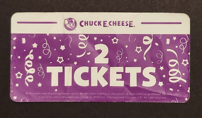1 - 2020 CHUCK E CHEESE TICKET FOR 2 TICKETS REDEMPTION CAT# TB12