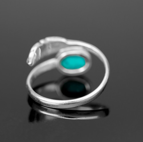 Adjustable Sterling Silver Ladies Moonstone Turquoise Ring Gift Jewellery Leaf - Picture 23 of 24