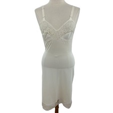 Vintage Laros Women's Full Slip Nylon Ivory Lace Bodice 32" Bust