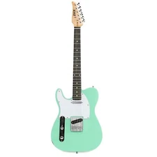 LyxPro 39" Left Handed Telecaster Style Electric Guitar, Paulownia Body, Green