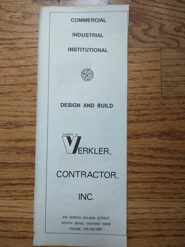 Harry H. Verkler Contractor Design and Build South Bend IN 1977 Print Ad
