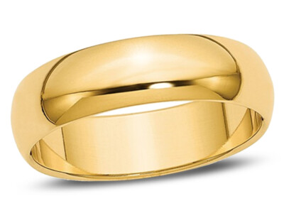 Mens or Ladies 14K Yellow Gold 6mm Wedding Band Ring