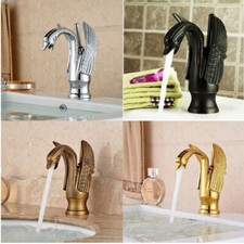 Swan Deck Mount 1 Handle Bathroom Basin Sink Vessel Faucet Mixer Waterfall Taps