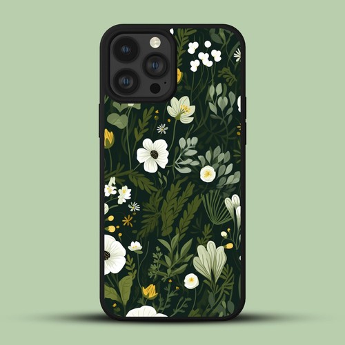 Trendy Case For iPhone 14 15 11 12 13 Pro X XS XR Max Green Wildflowers - Picture 106 of 200