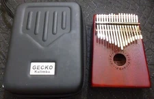 Gorgeous Dark Mahogany Gecko 17 Key Kalimba Finger Thumb Piano +Travel Hard Case