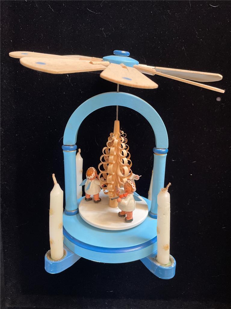 GERMAN CAROUSEL ANGEL CHOIR ONE-TIER CAROUSEL WINDMILL 4-CANDLE SPANBAUM TREE