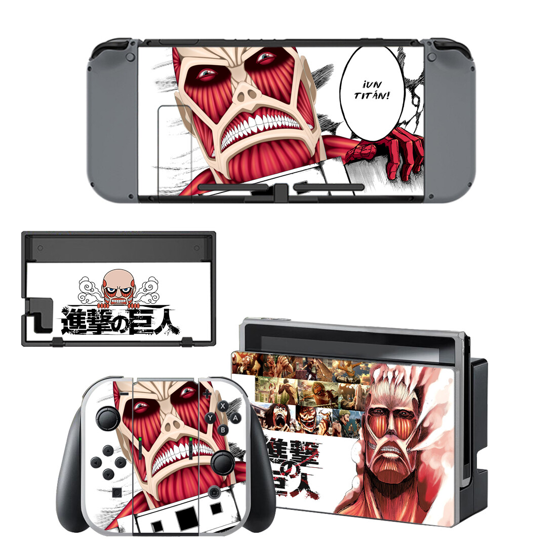 Nintendo Switch Protective Console Skin Decal Sticker Attack on Titan Fanart-image
