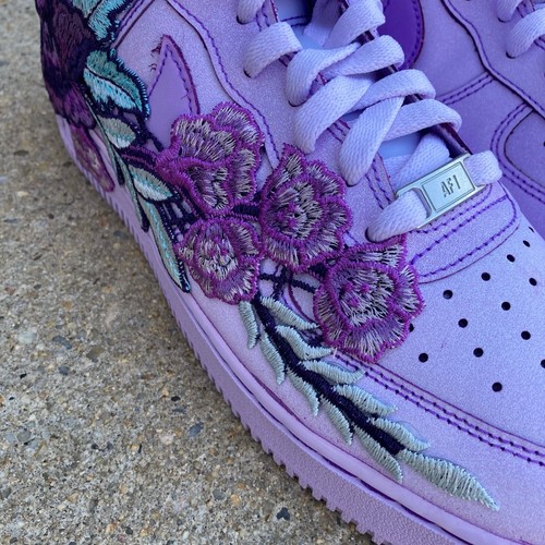 Personalizado Air Force 1 "Púrpura Tie Dye Rose" Retro Floral Tenis Zapatos Hombres Mujeres - Imagen 15 de 24