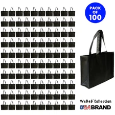 Shopping Bag Tote Bag Eco Friendly Gift Promo Bag Wholesale  Black (Large) 100PK