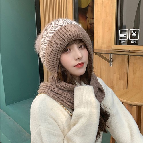 Women's Crochet Knitted Beanie Hat Scarf Set Neck Warm Winter Wool Ski Snow Caps - Picture 6 of 13