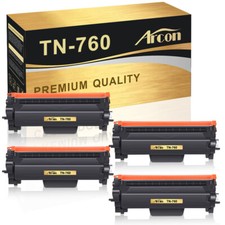 4PK TN-760 Compatible With Brother TN760 Toner Cartridge MFC-L2710DW HL-L2390DW