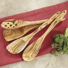 CHEFS Olive Wood Kitchen Spoon set, Set of 4 (Left Handed),NEW, OPEX BOX