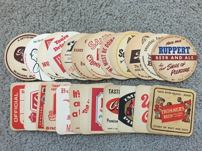 24 Beer Coasters NO DUPES Trommer Budweiser Rheingold Schlitz Ortlieb USA B39