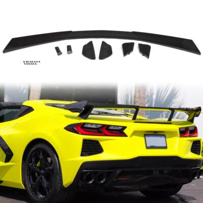 For 20-24 Chevy Corvette C8 Rear Trunk Lid High Wing Spoiler Kit Gloss Black
