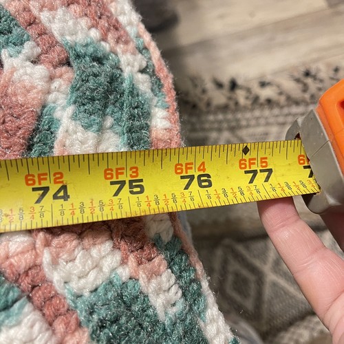 Vintage Chevron Knit Crochet Granny Throw Blanket LARGE 76”x 54” Handmade Afghan - Picture 6 of 11