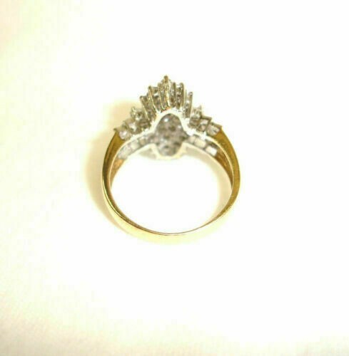 3Ct Marquise Cut Lab-Created Diamond 14K Yellow Gold Plated Cluster Wedding Ring - Picture 3 of 3