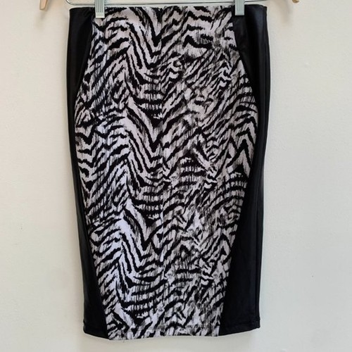 Kardashian Kollection Fall 13 Animal Tiger Print Pencil Skirt Faux Leather Trim - Picture 10 of 10