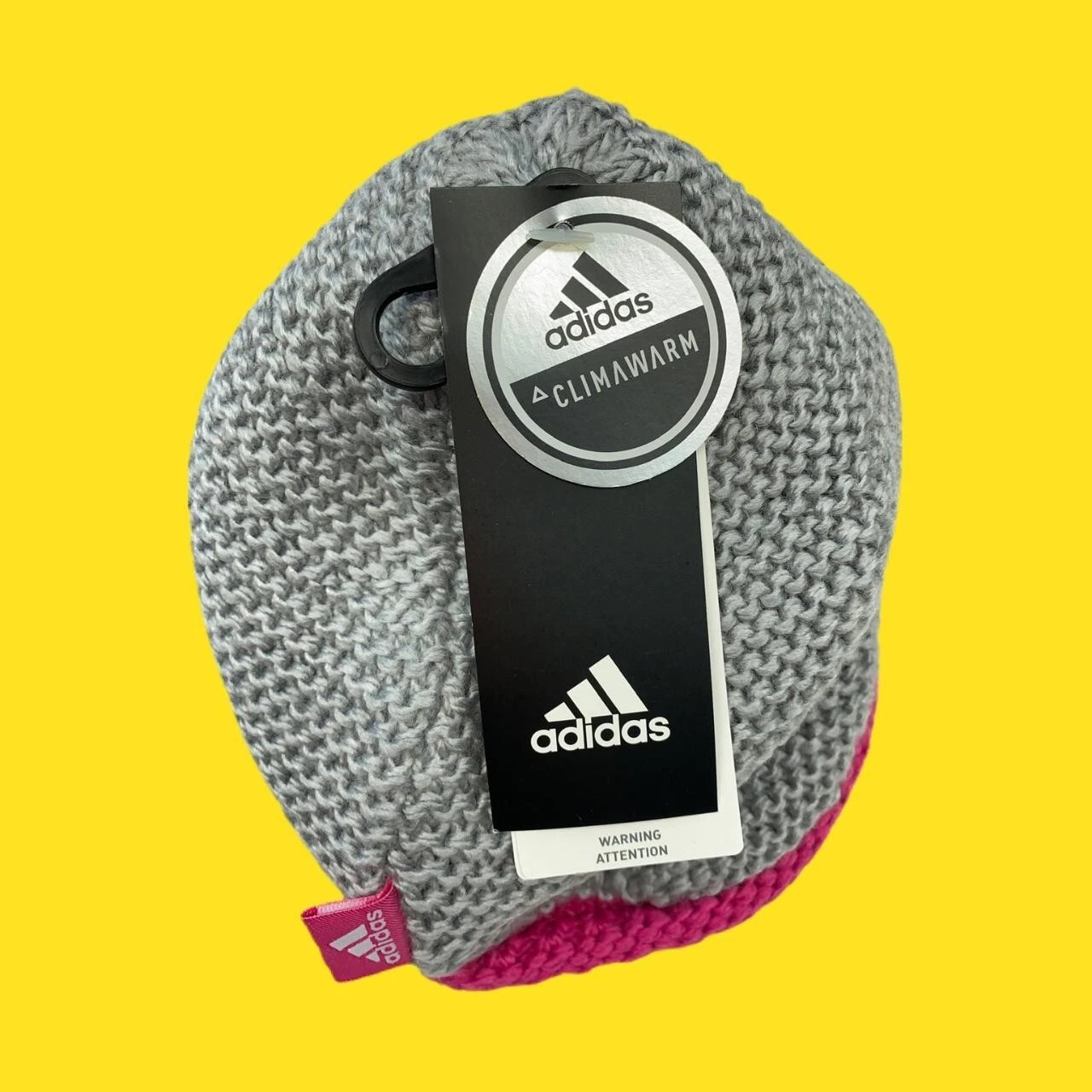 ADIDAS Baby Girls Knitted Beanie Hat, Climawarm, Grey/Pink, One Size