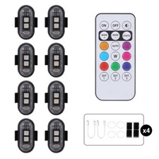 8PCS RGB LED Flashing Light Rechargeable Wireless Remote Control Strobe Lights