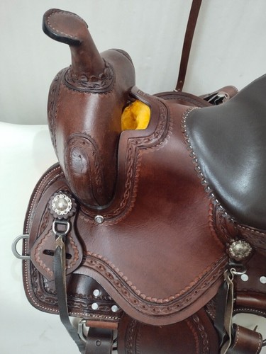 Western Premium Leather Trail Horse Tack Saddle Size 15". - Picture 6 of 7