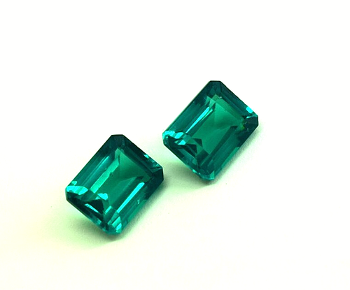 Certified Emerald Natural Colombian Green Emerald Gemstone Pair 18Ct Emerald cut - Picture 4 of 11