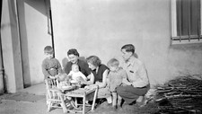 Ritratto Famille Bambini Automobile Pedali - 3 Antichi Negativo Foto An. 1940 50