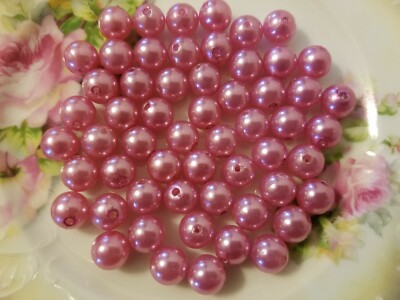 100 pcs Pink Loose Artificial Plastic Pearls Pastel 10mm Round Craft Beads 