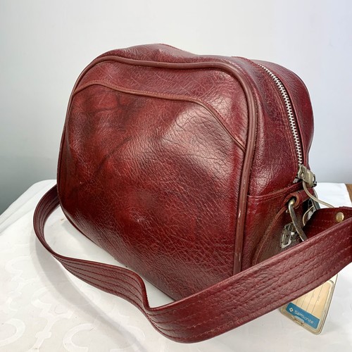 American Tourister Escort Vintage Red Leather Marble Carry on Bag Case/Luggage - Picture 5 of 13