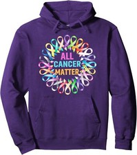 All Cancer Matter Colorful Ribbons Cancer Awareness Unisex Hooded Sweatshirt