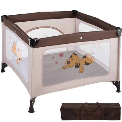 Parc Pour Bebe Lit Pliant Parapluie Avec Matelas Lit De Voyage Reglable Brun Ebay