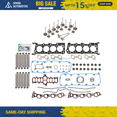Head Gasket Set Intake Exhaust Valves Fit 07/21/97-99 Ford E, F Series  5.4