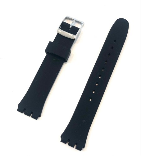 cinturino ricambio orologio swatch uomo donna silicone 17 mm nero fibbia  metallo | eBay