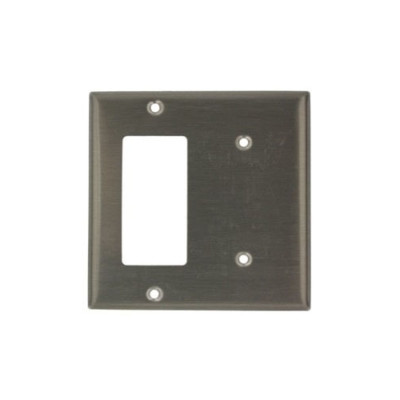 Leviton Decora Device Wall Plate, Number Of Gangs: 2 Stainless Steel, Not Applicable Finish, Silver 84409-G40 - View #10