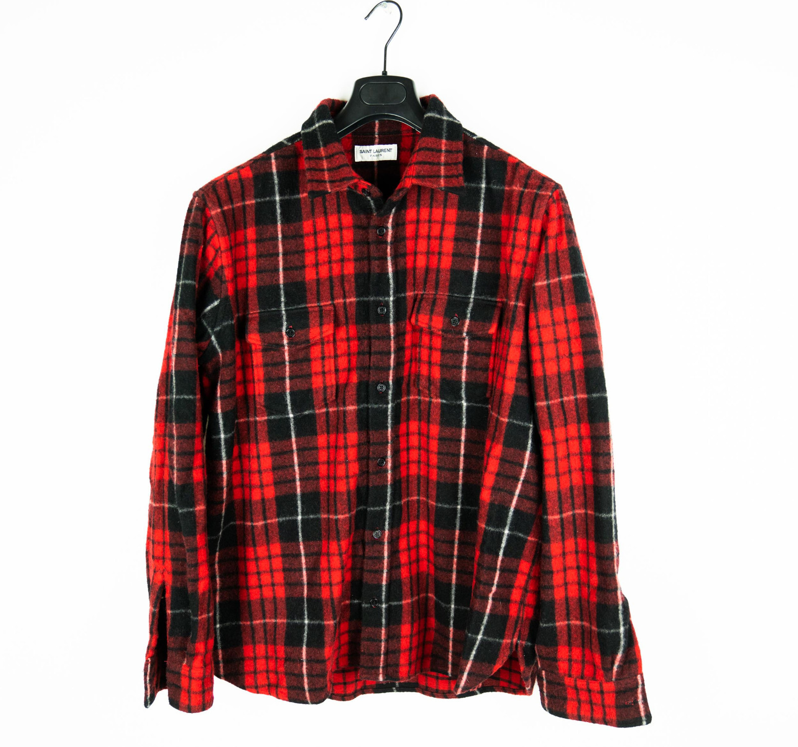SAINT LAURENT Camicia SAINT LAUENT PARIS feltro pesante lana flanella quadri rossa grande sovracamicia $995
