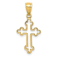 14k Yellow Gold Polished Cross Pendant Perfect Gift for Her